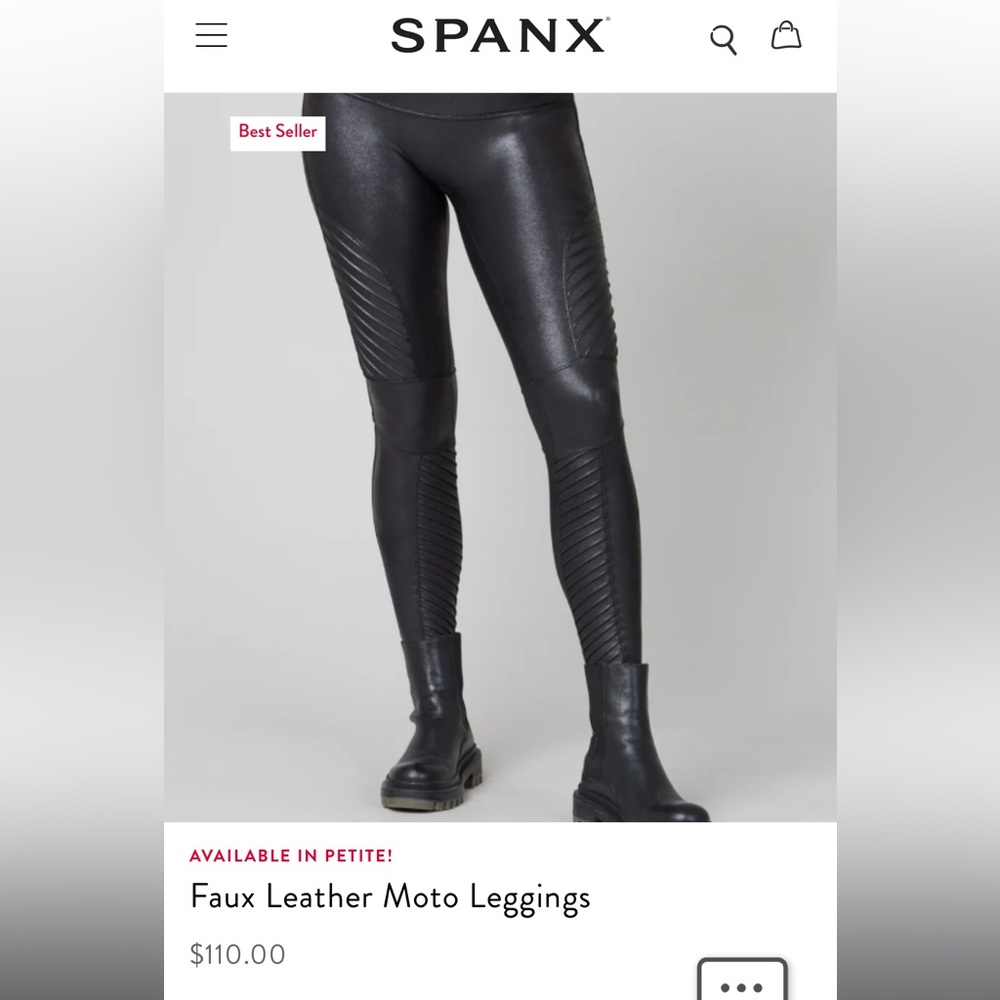 SPANX Faux Leather Moto Leggings size Medium